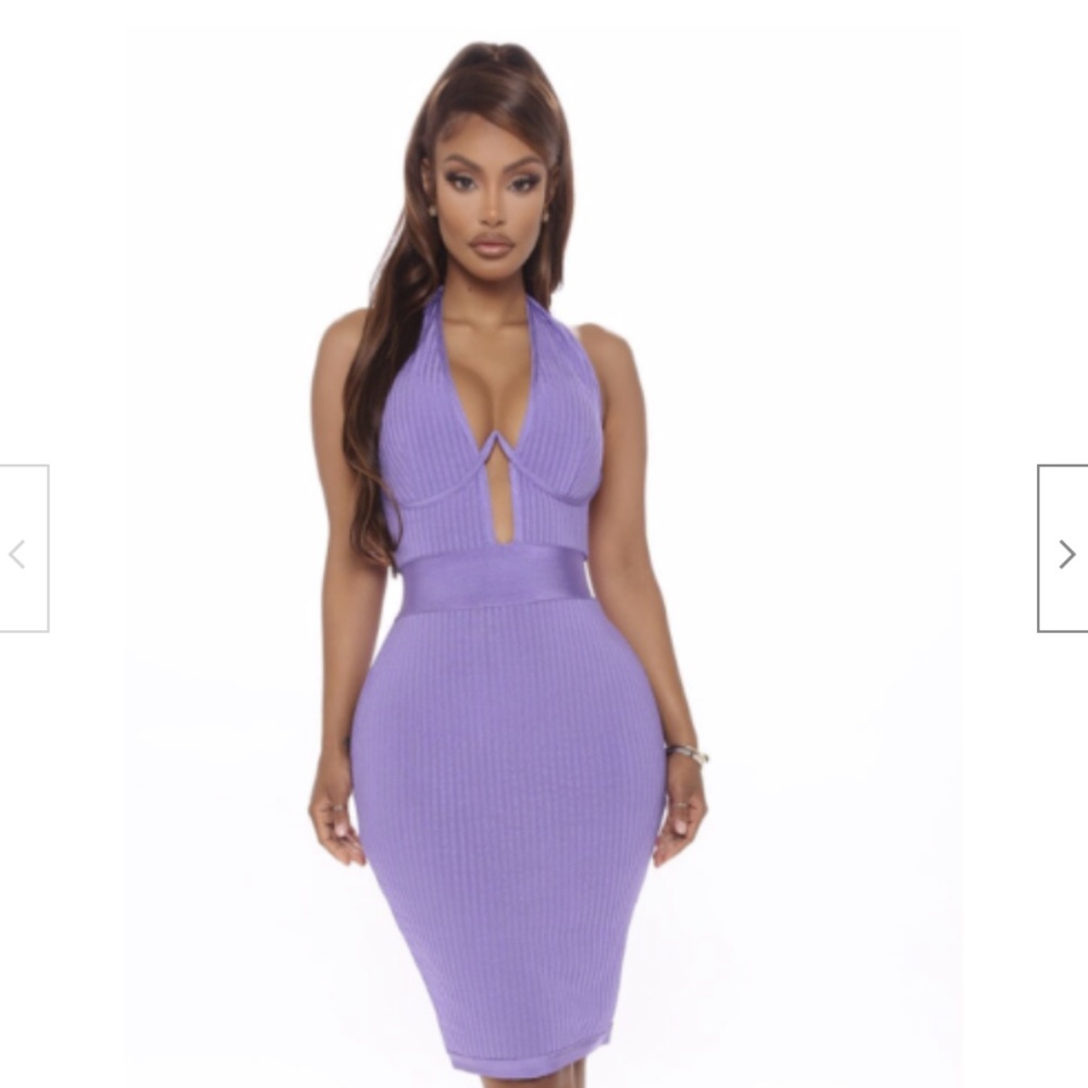 LILAC PURPLE RIBBED BANDAGE DRESS UNDERWIRE BUST